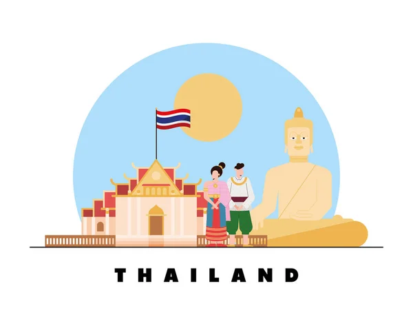 Thailand escena cultural — Vector de stock