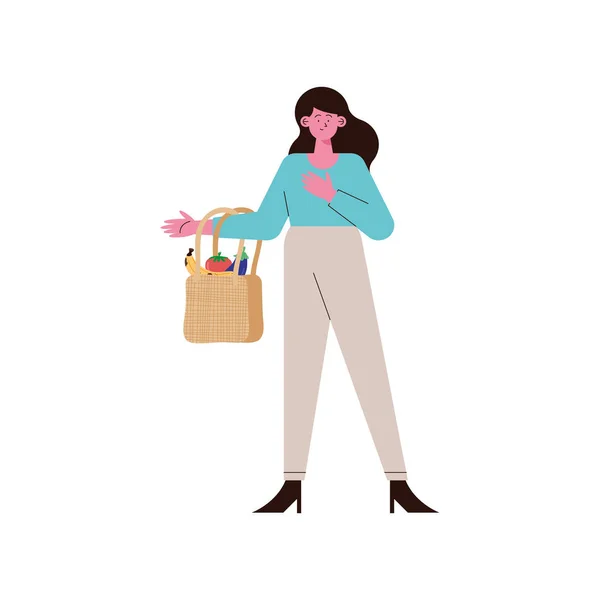 Frau mit Einkaufstasche — Stockvektor