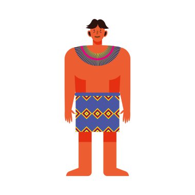 Geleneksel etekli Amazon yerlisi adam.