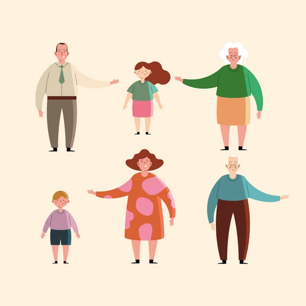 Grands-parents et petits-enfants — Image vectorielle