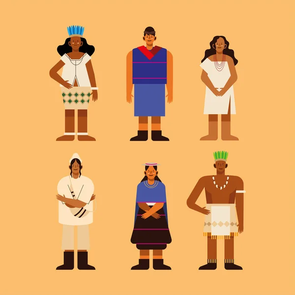 Indigenous people and traditional cloth — Stockvektor