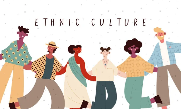 Etnikai kultúra emberek rajzfilmek — Stock Vector