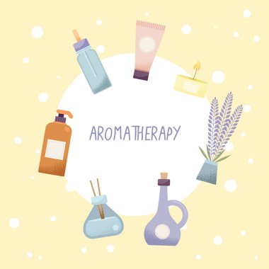 Yuvarlak çerçevedeki spa simgeleri