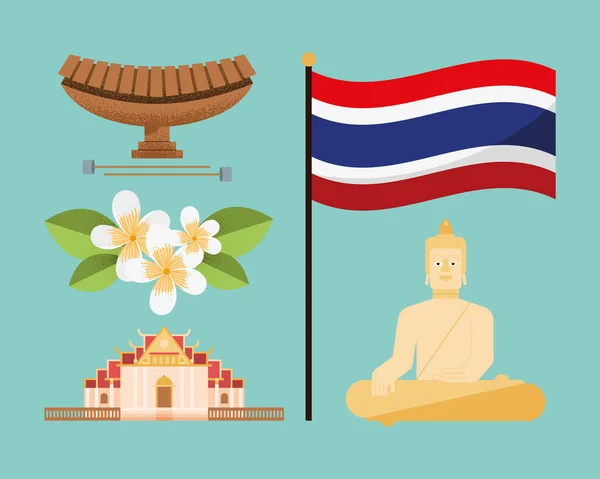 Cinco iconos de Tailandia — Vector de stock