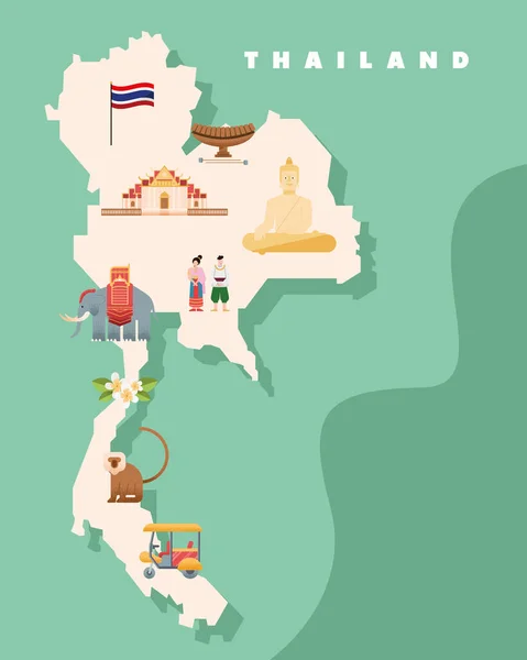 Thailand mapa cultural — Archivo Imágenes Vectoriales