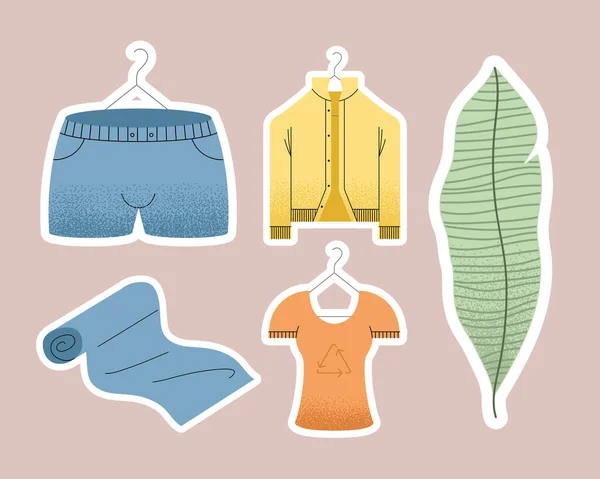 Ecological garment five icons — Stockvektor