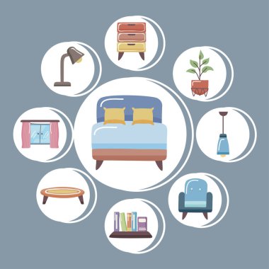yatak ve ev simgesi koleksiyonu