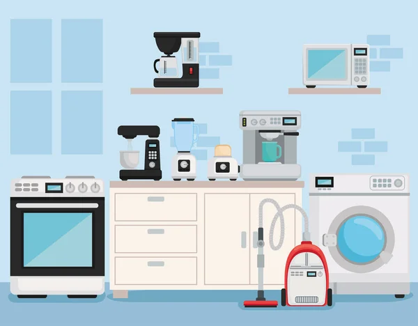 Équipement ménager, appareils électroménagers — Image vectorielle