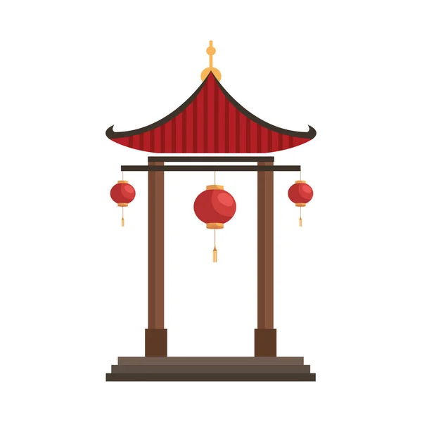 Sütunları olan Çin tapınağı — Stok Vektör