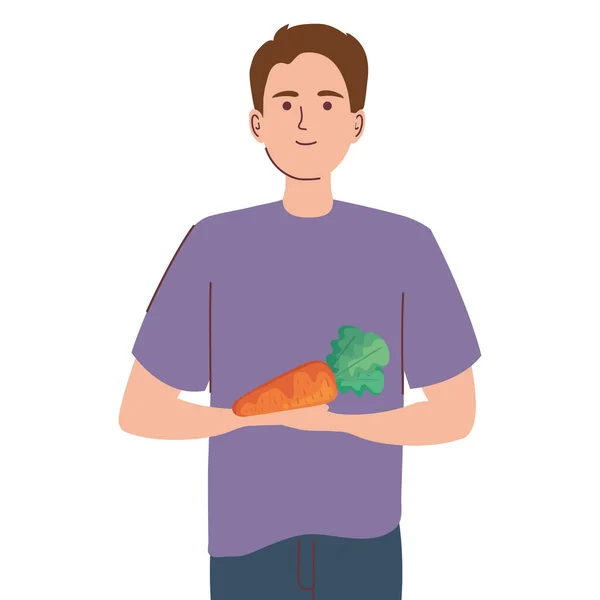 Человек с морковью аватар — стоковый вектор