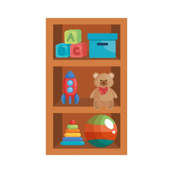 Shelf with children toys — Stock Vector