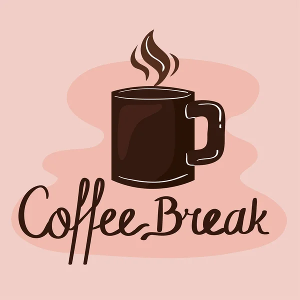 Etichetta pausa caffè con tazza — Vettoriale Stock