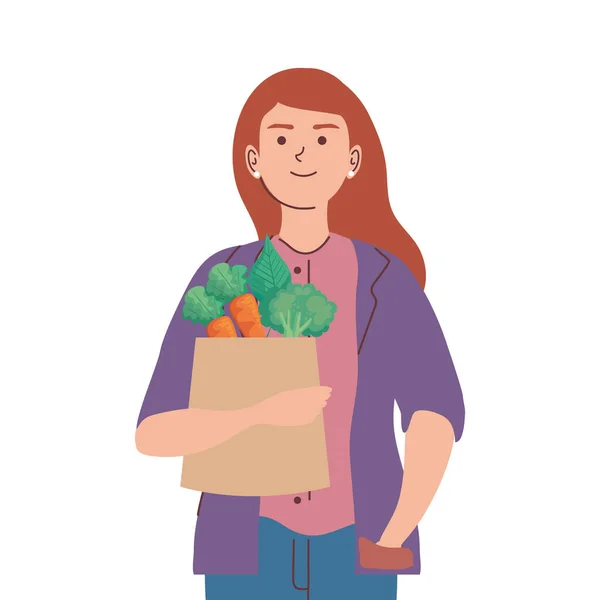 Женщина с овощами — стоковый вектор