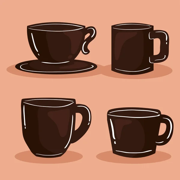 Pictogrammen met koffiebekers — Stockvector