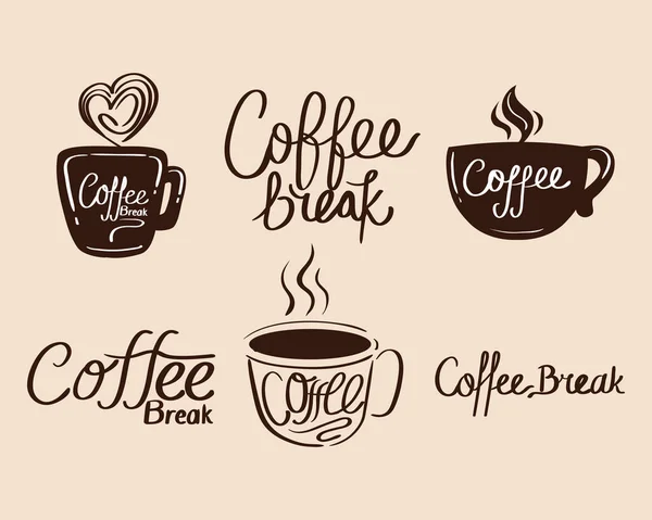 Cups with coffee break signboard — Stockvektor