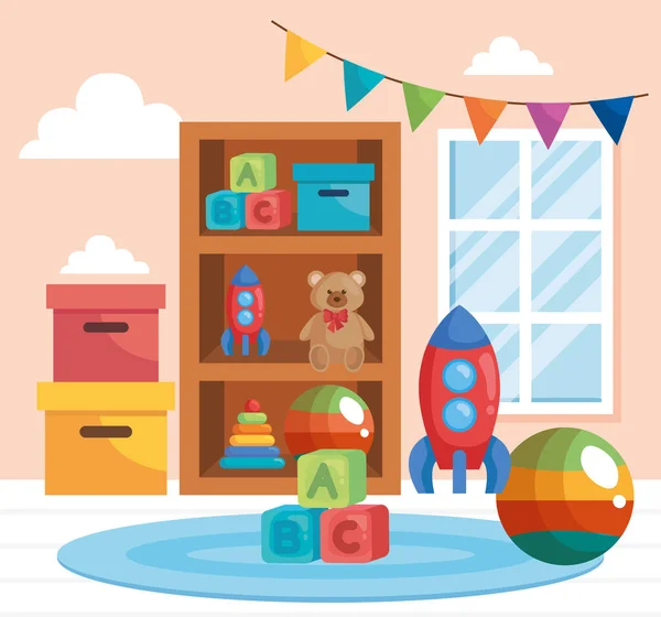 Room with baby toys — Stock Vector