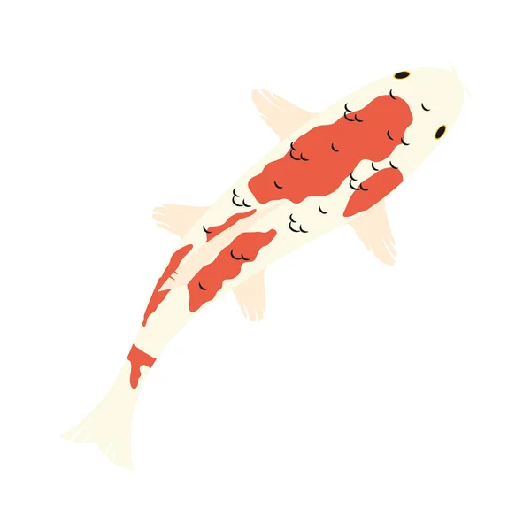 Ikan koi oranye dan putih - Stok Vektor
