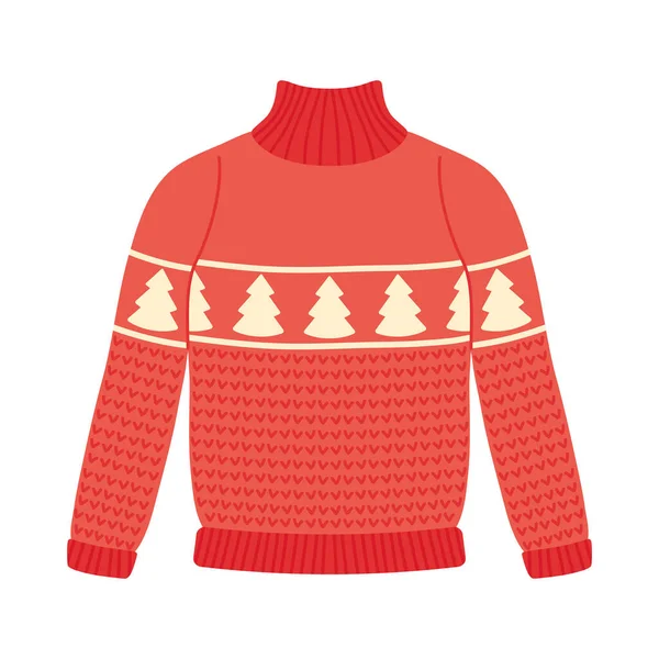 Pletené červené a vánoční svetr — Stockový vektor