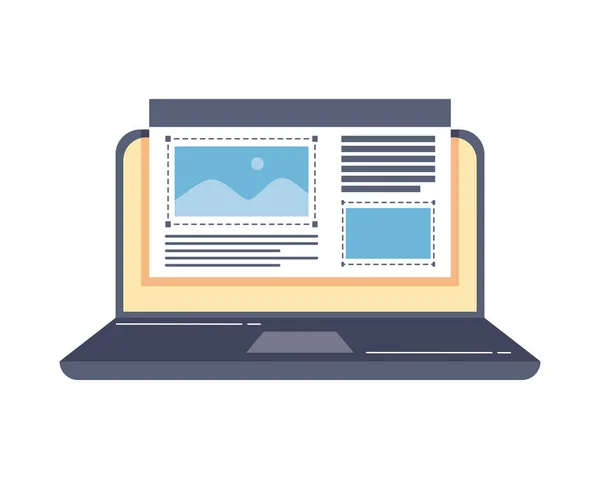 Laptop com página web —  Vetores de Stock