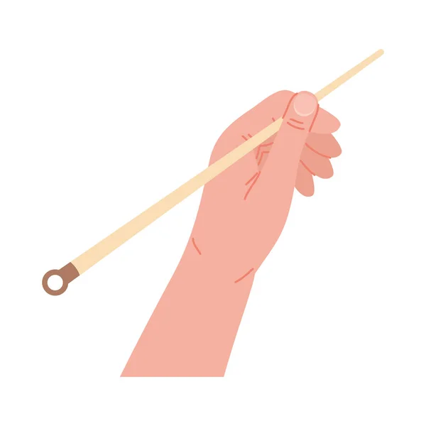 Hand with knitting needle — 스톡 벡터