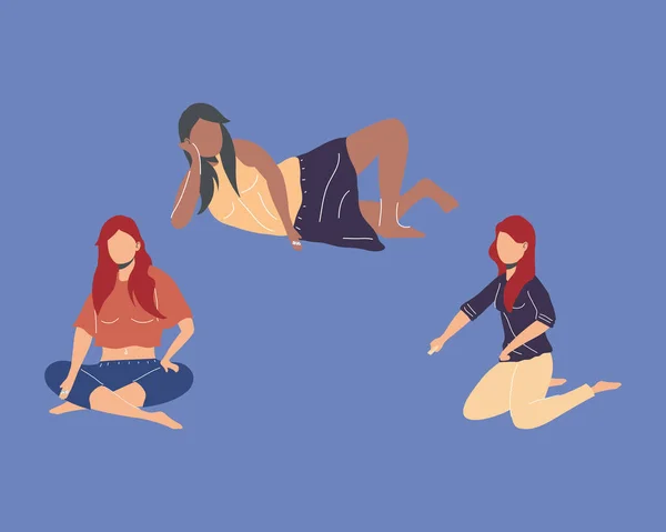 Tres niñas jugando — Vector de stock