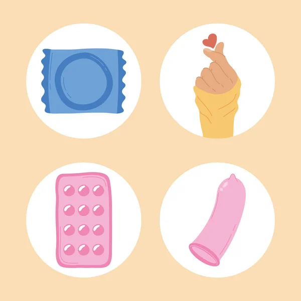 Quattro icone della giornata della salute sessuale — Vettoriale Stock