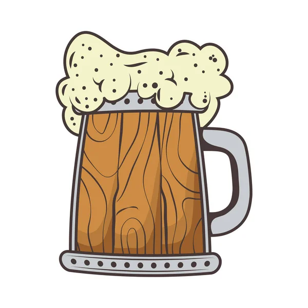 Cerveza en tarro de madera — Vector de stock