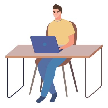 Bilgisayarda çalışan erkek.