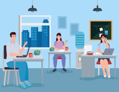 İnsanlar dizüstü bilgisayarlarla çalışır.