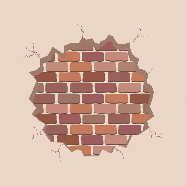 Barsten en bakstenen muur — Stockvector