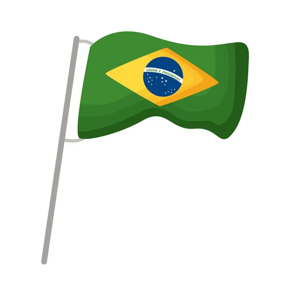 Braziliaanse vlag wapperend — Stockvector