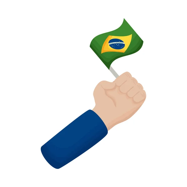 Размахивая бразильским флагом — стоковый вектор