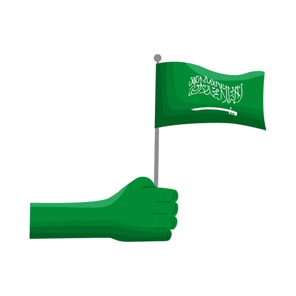 Tangan dengan bendera saudi - Stok Vektor