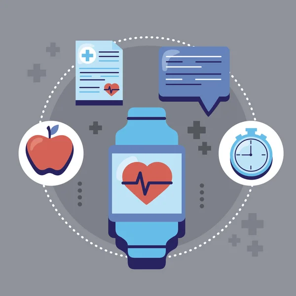 App santé dans smartwatch — Image vectorielle