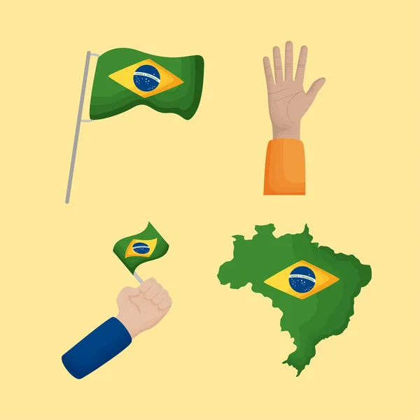 Четыре иконы Дня независимости Бразилии — стоковый вектор