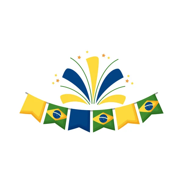 Drapeaux brésiliens en guirlandes — Image vectorielle