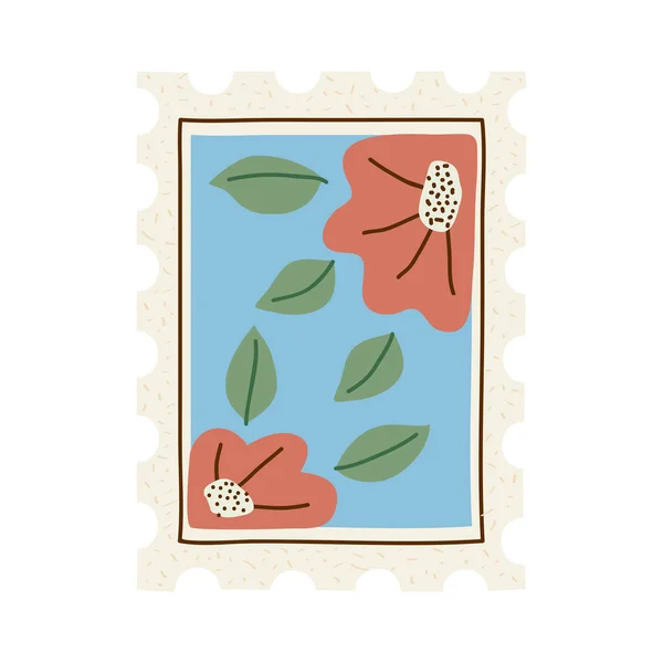 Flores en sello — Vector de stock