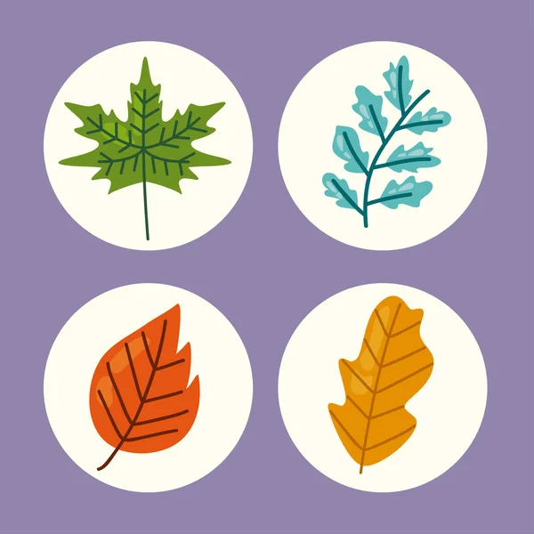 Quatre icônes d'automne bonjour — Image vectorielle