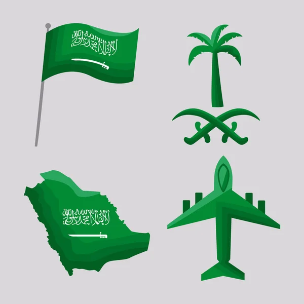 Vier saudi-nationale Feiertagssymbole — Stockvektor