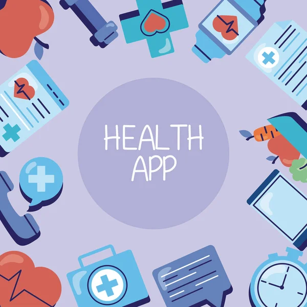 Health app frame — Stock Vector