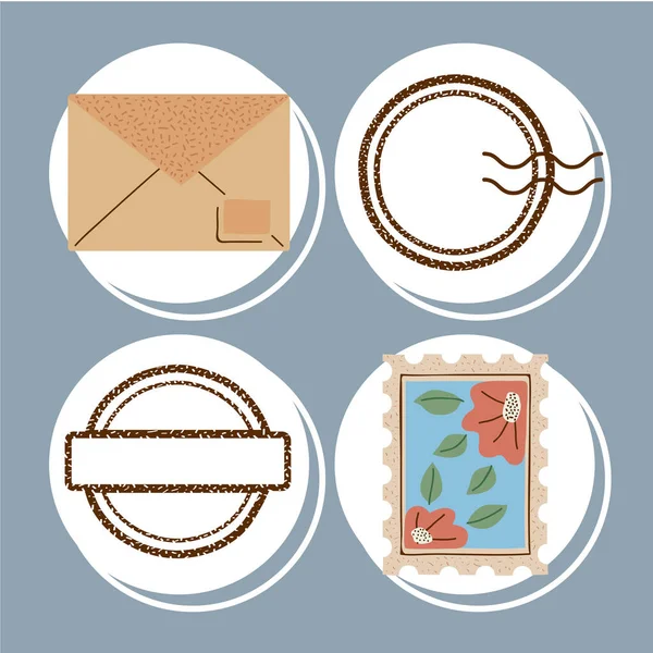 四个邮政服务图标 — 图库矢量图片