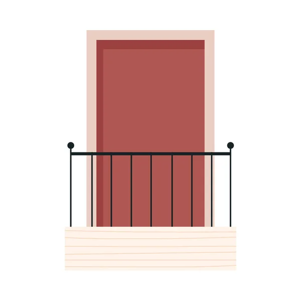 Balcón exterior con valla — Vector de stock