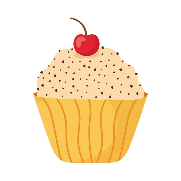 Cupcake decorado com cereja — Vetor de Stock