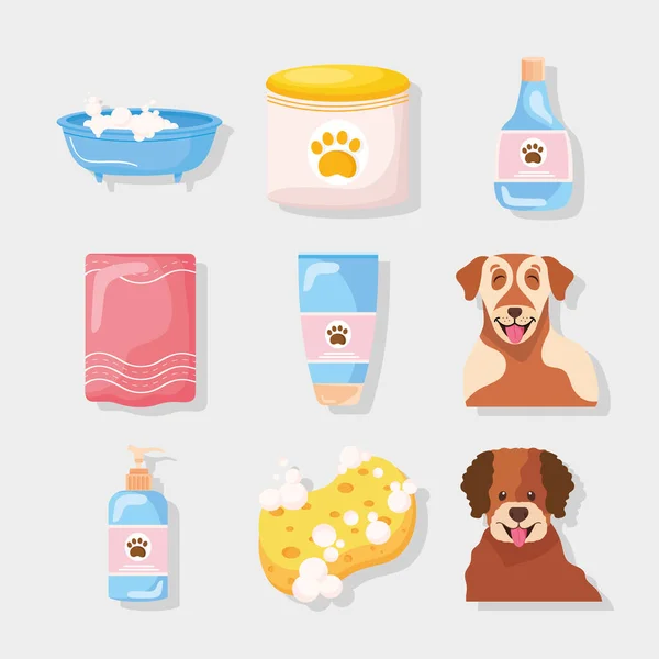 Bundle icons with dogs — Stock Vector