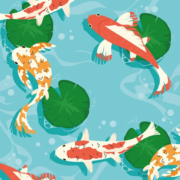 Koi fishes collection background — Stock Vector