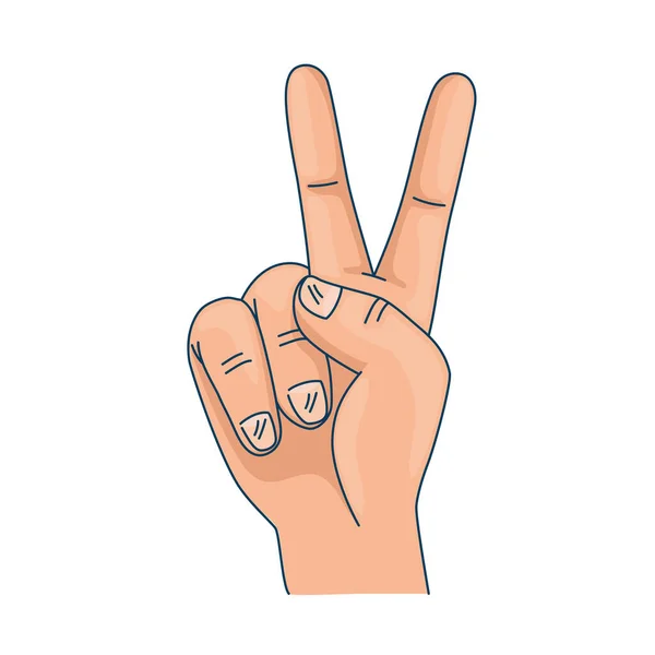 Main avec signal de paix et d'amour — Image vectorielle