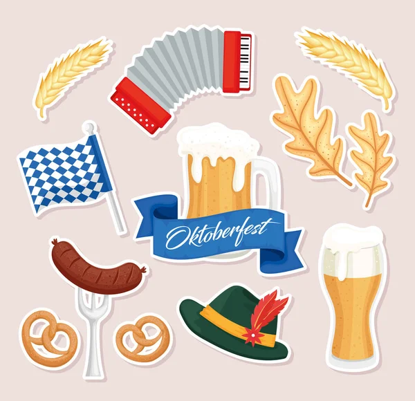 Εικονίδια δέσμης oktoberfest — Διανυσματικό Αρχείο