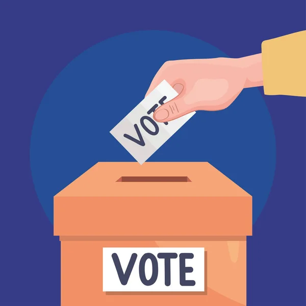 Hand legt Stimme in Wahlurne — Stockvektor