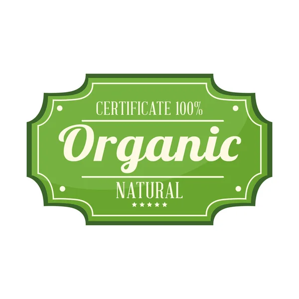 Certificado 100 orgânico natural — Vetor de Stock