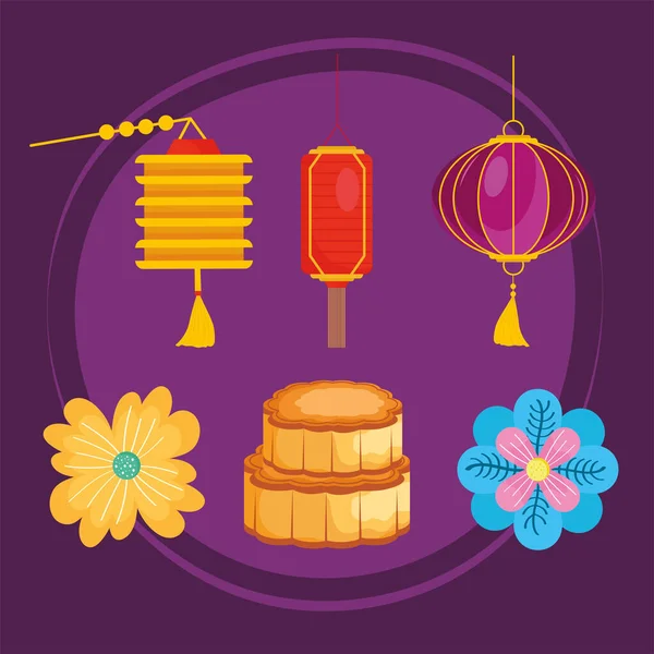 Iconen Chinese maan festival — Stockvector